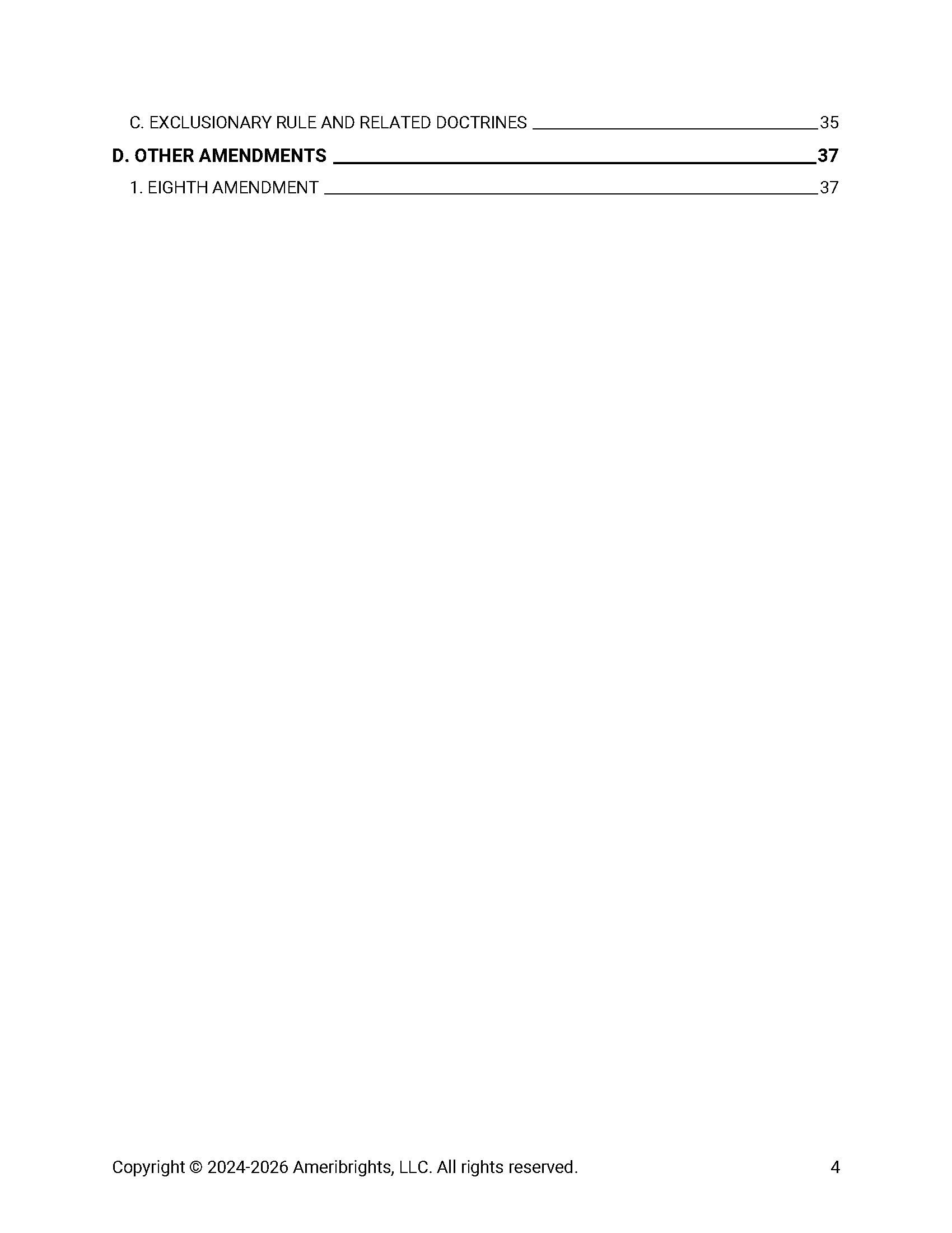 Ameribrights - Criminal Law and Procedure - Guide TOC 2