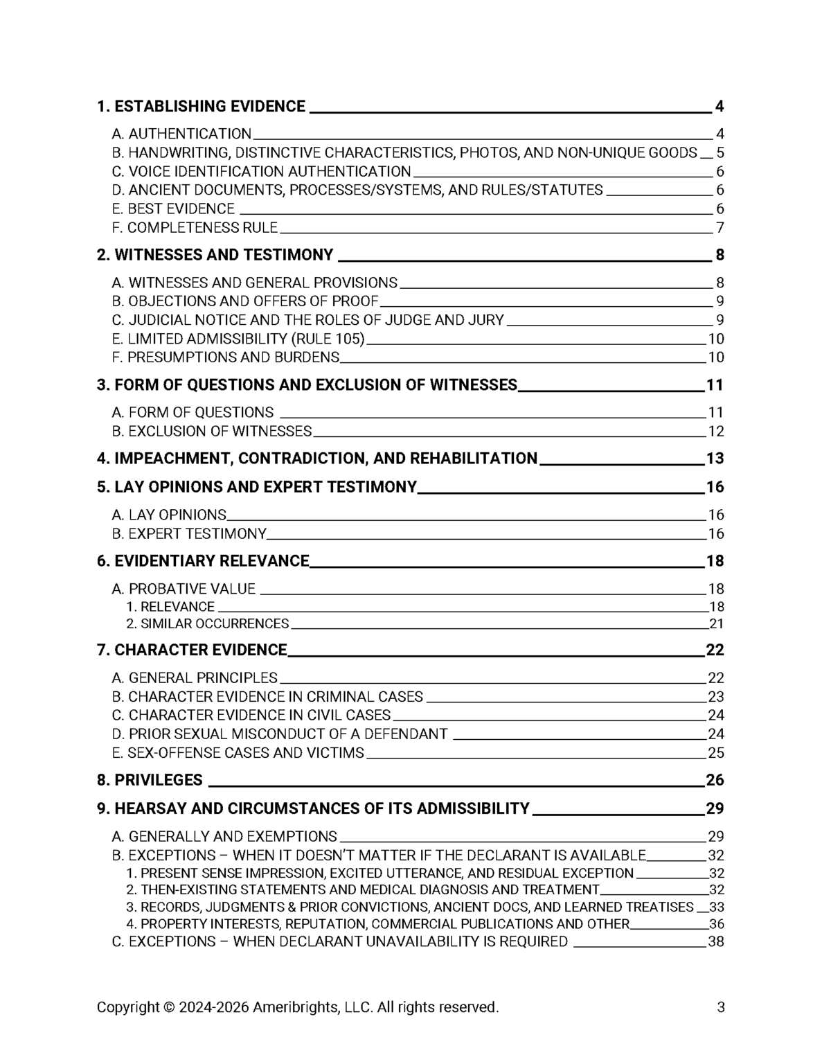 Bar Prep Made Easy: MBE Evidence Guide and Maps Ameribrights