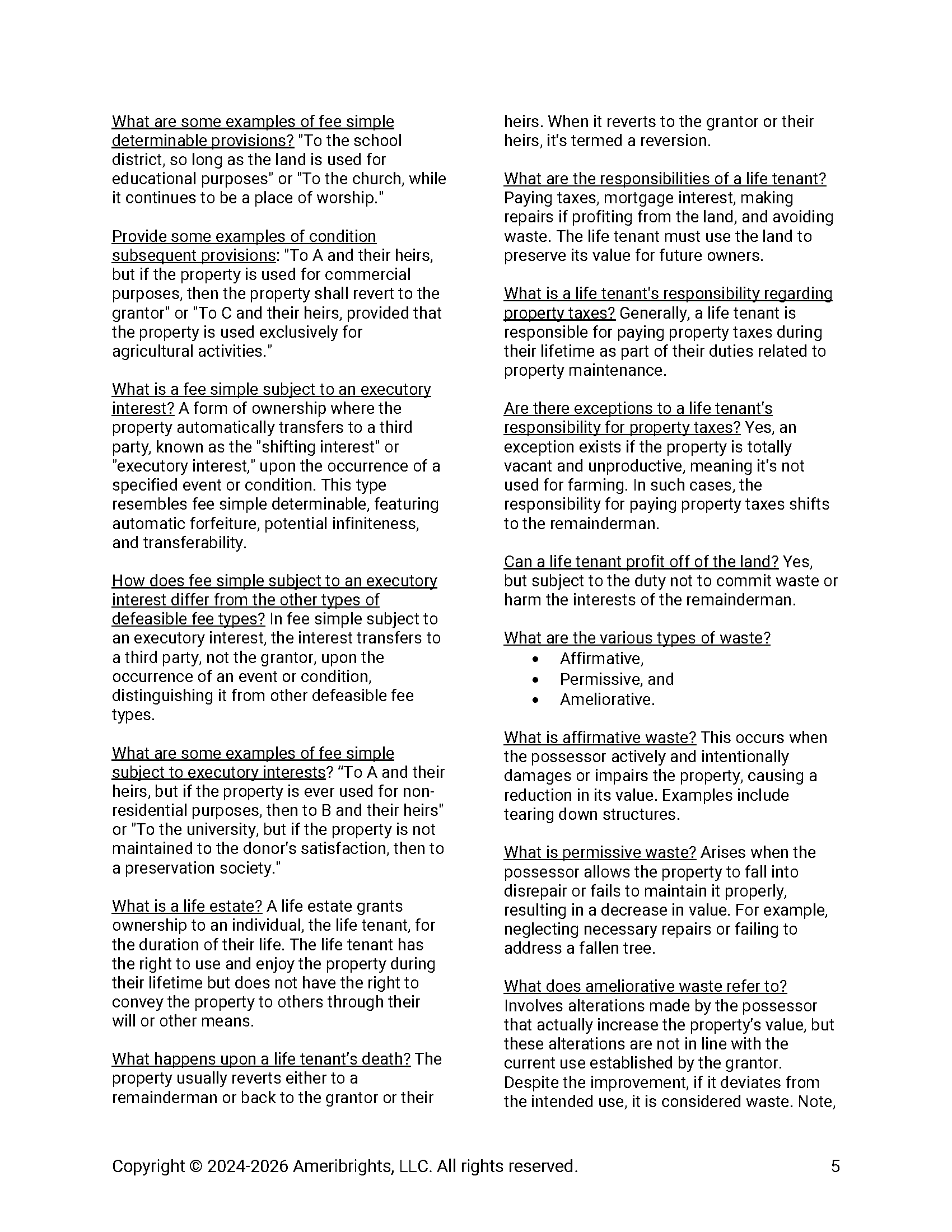 Page from Ameribrights - Real Property - Guide