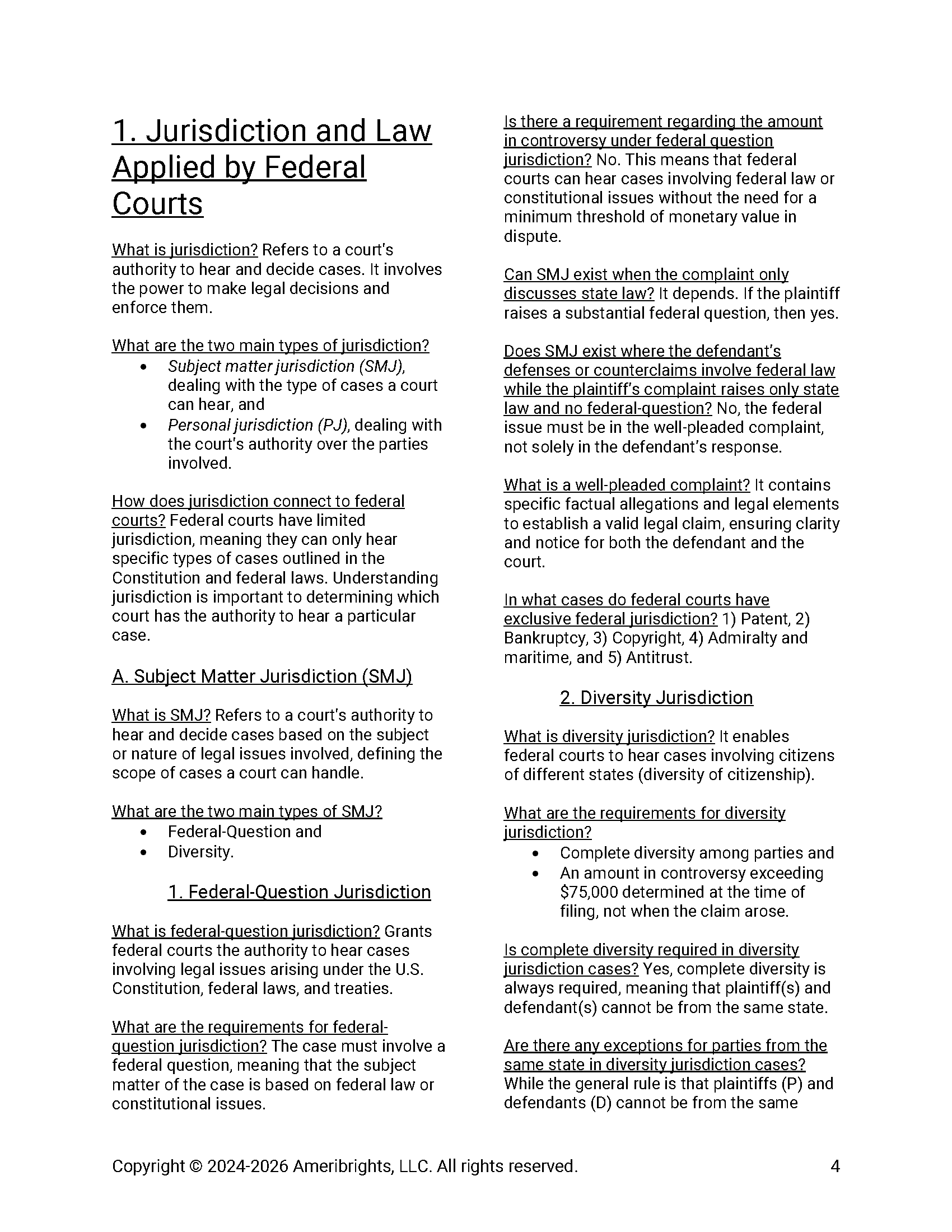 Ameribrights - Civil Procedure - Page Preview Guide