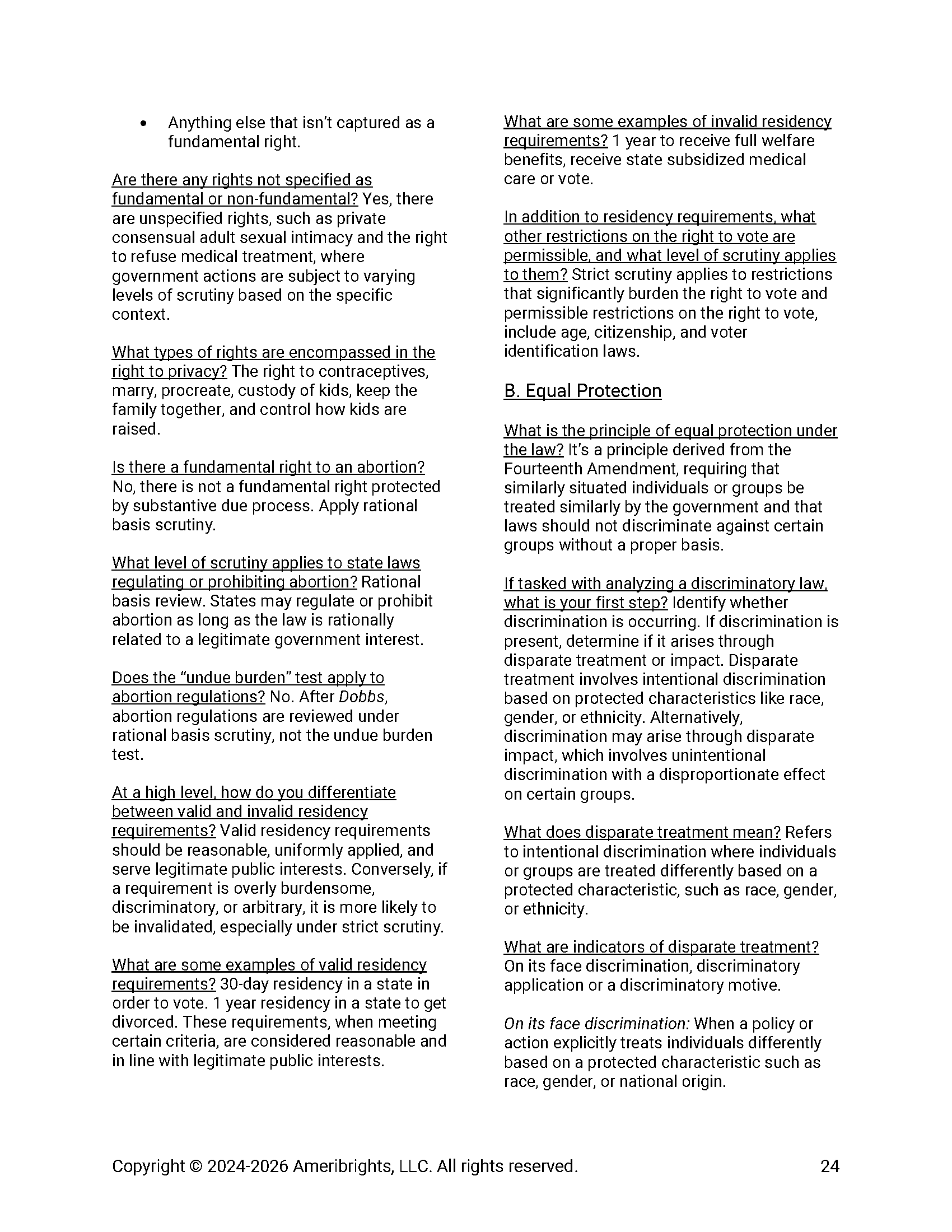 Page from Ameribrights - Constitutional Law - Guide