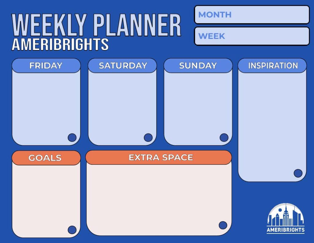 Ameribrights - Preview of Weekly Planner - Blue