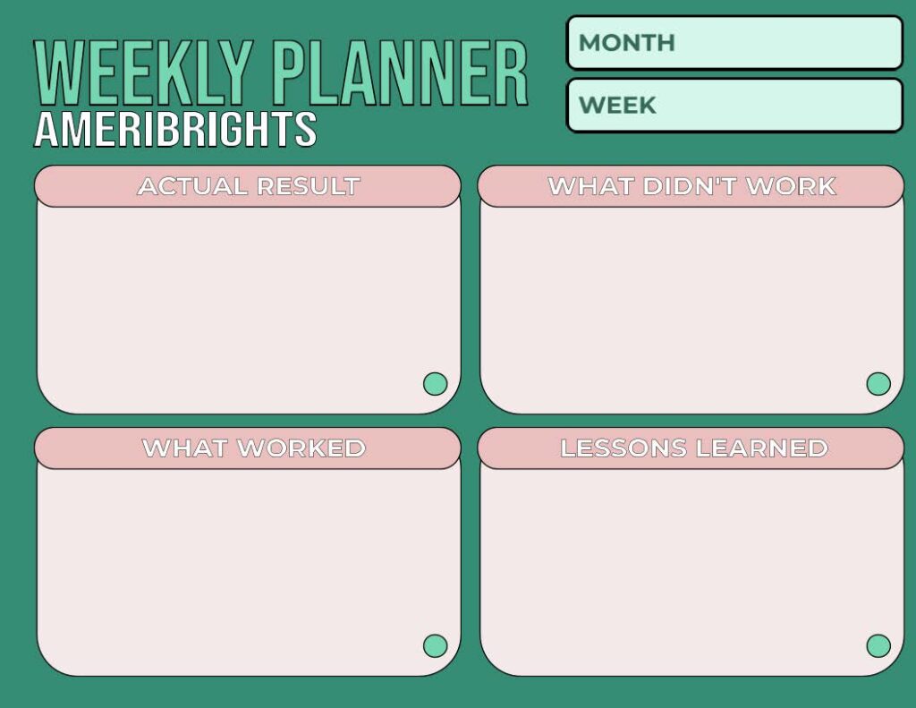 Ameribrights Weekly Bar Exam Study Planner - Green 1 Page 2