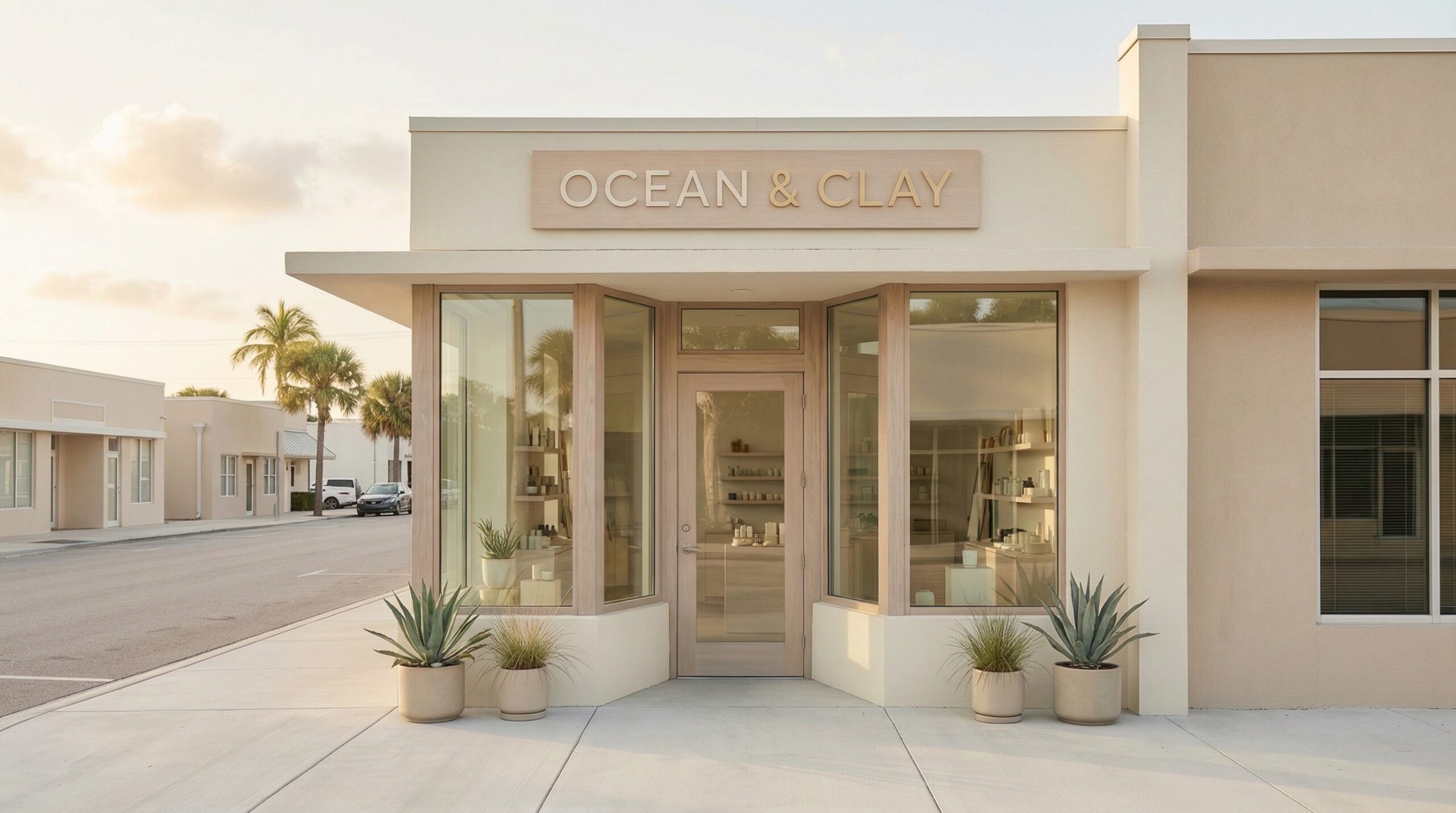 Minimal Florida storefront illustrating business entities concepts like LLCs, partnerships, and corporations for bar exam preparation