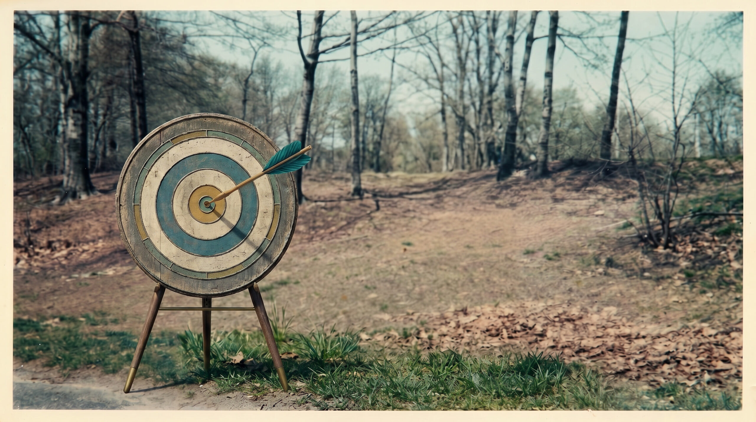 Vintage target with an arrow near the bullseye, symbolizing strategic study priorities for heavily tested Evidence and Torts topics on the MBE.