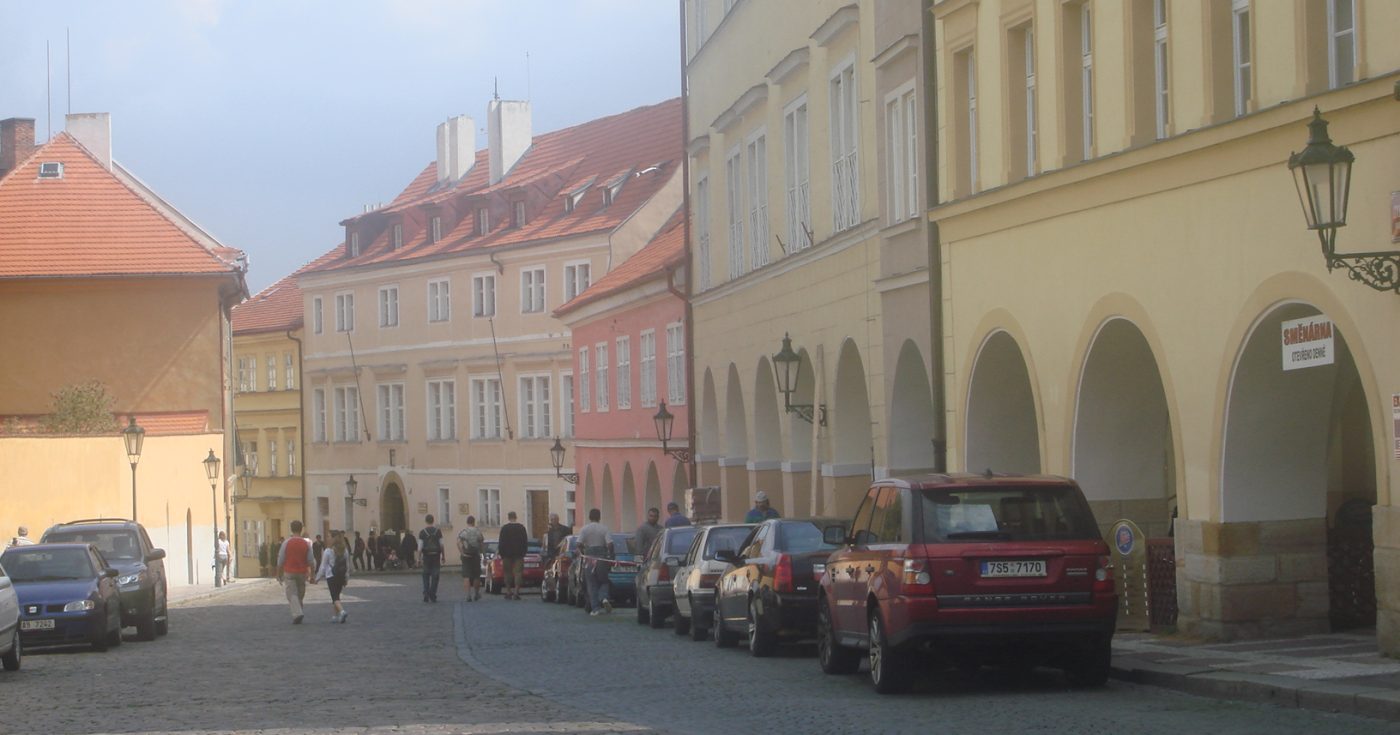 Historic cobblestone street in Prague symbolizing the transition from bar prep lectures to practicing legal analysis for the bar exam.